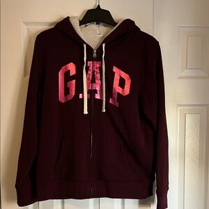 GAP Maroon Hoodie with Pink Lettering